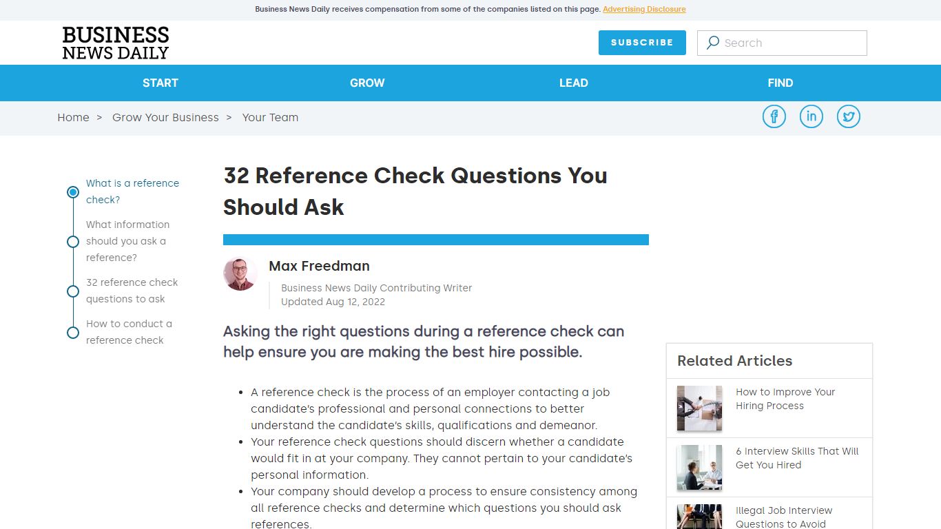 32 Reference Check Questions You Should Ask - Business News Daily